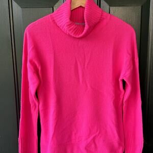 NWT Antonio Melani 100% Cashmere Sz S Relaxed Fit Hot Pink Turtleneck Sweater